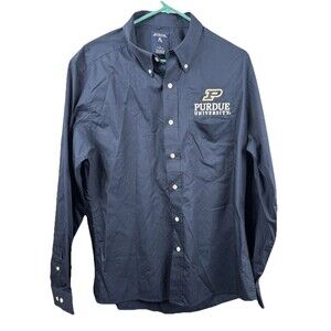 Purdue Boilermakers Shirt ANTIGUA Black Large Stripe Embroidered LS Button-Down